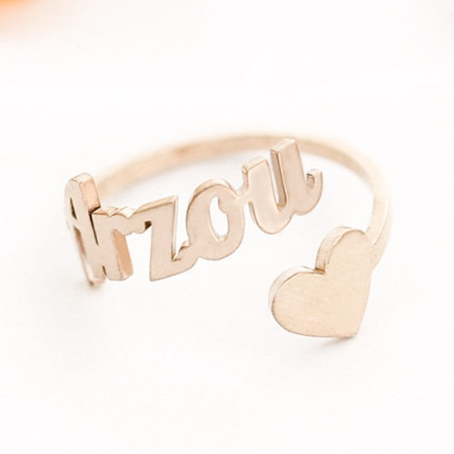 Custom Adjustable Heart Name Ring – Zenith Jewelry